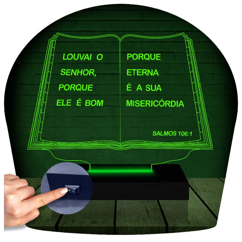 Luminária Led 3d | Biblia | Abajur Verde