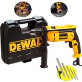 Furadeira Industrial Com Impacto E Reversão 1/2 Pol Com Kit Maleta E Brocas Dwd502kabr Dewalt