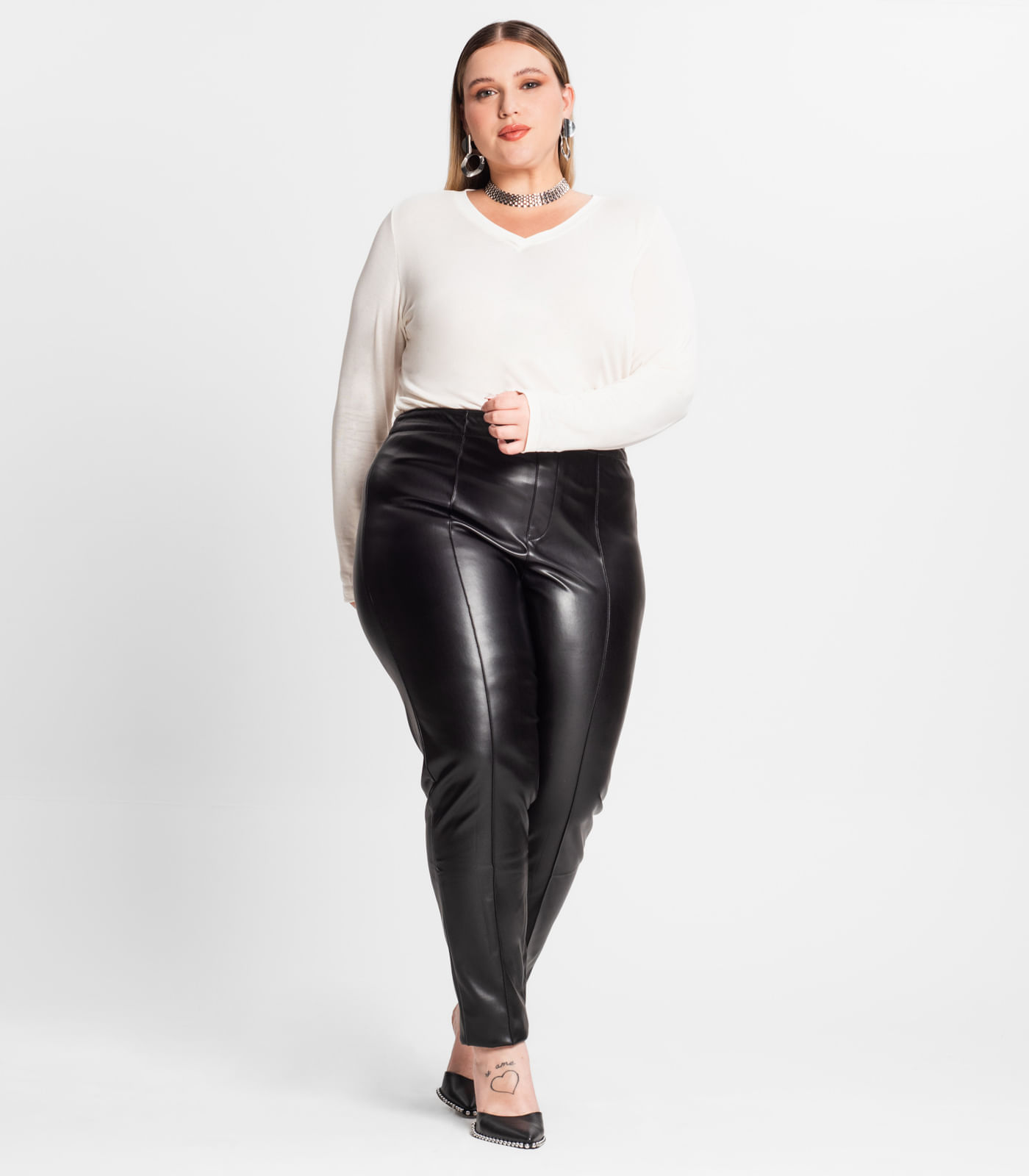 Legging Feminina Plus Size Secret Glam Preto Plus G2