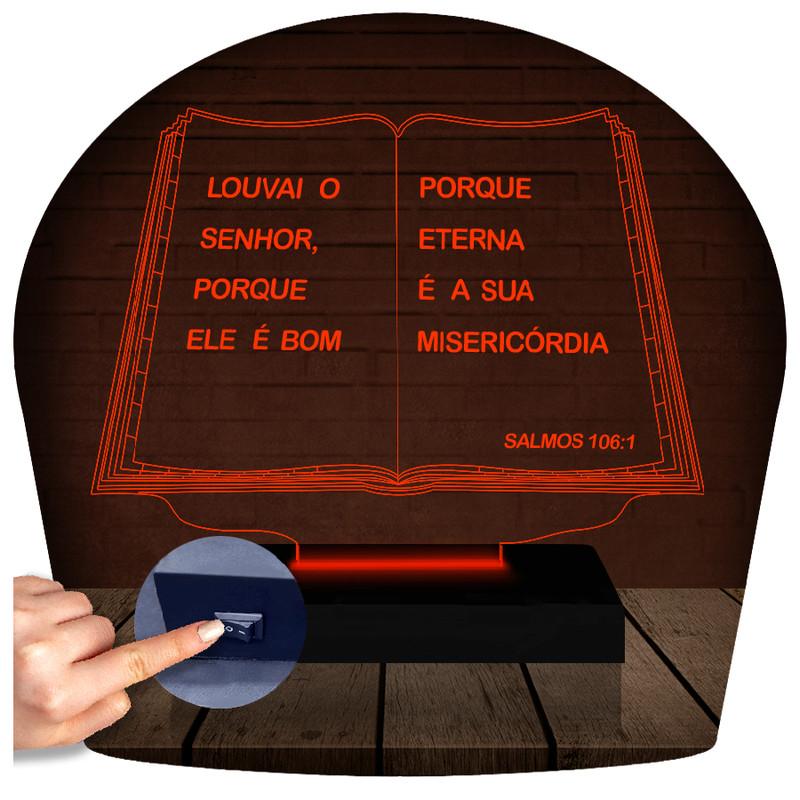 Luminária Led 3d | Biblia | Abajur Vermelho