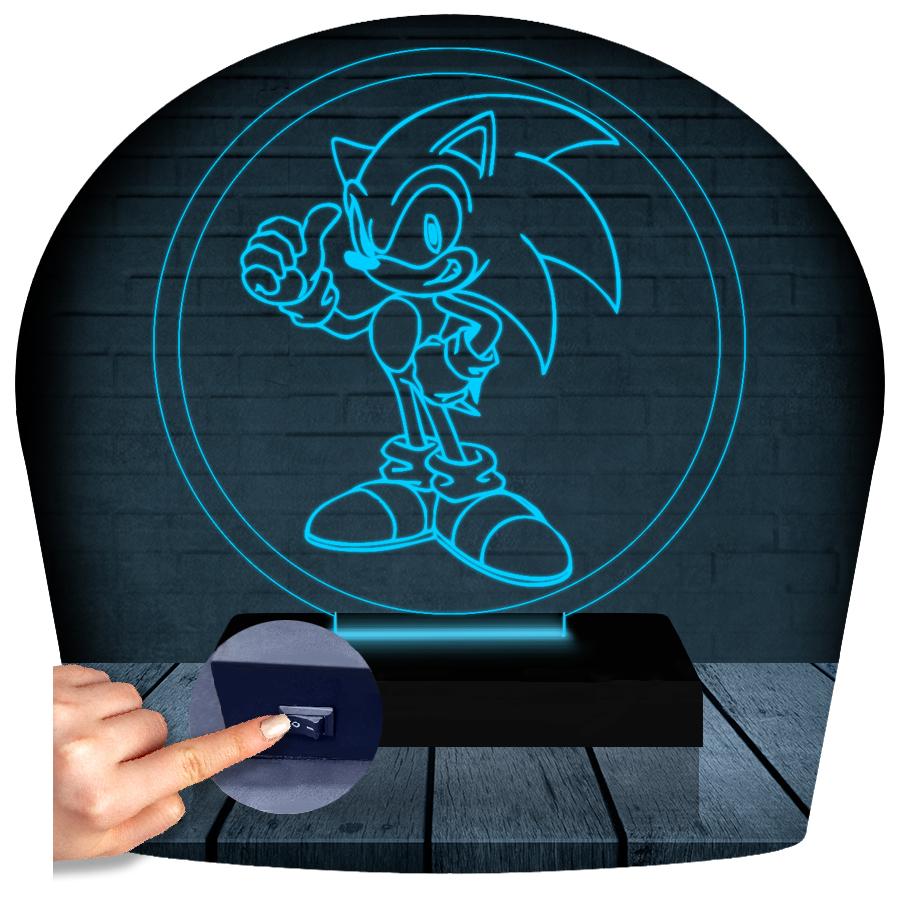 Luminária Led 3d Abajur | Sonic Game Geek Jogo