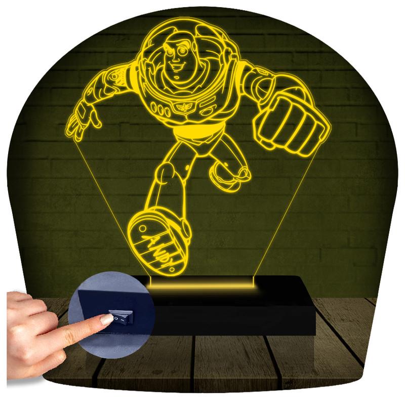 Luminária Led 3d | Buzz Toy Story Abajur Amarelo