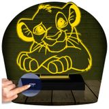 Luminária Led 3d | Rei Leão Simba Abajur Amarelo