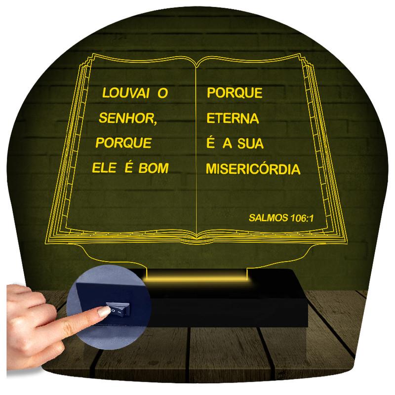 Luminária Led 3d | Biblia | Abajur Amarelo