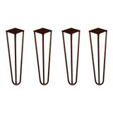 Kit 4 Pés De Metal 30 Cm Hairpin Legs Mesa De Canto Rack E Puffs Bronze