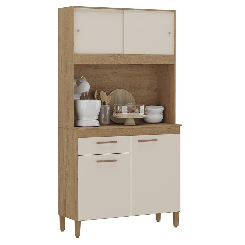 Armario Cozinha Ceara Com 4 Portas Canelato/off White