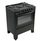 Fogão 5 Bocas A Gás Braslar Fenix Glass Com Mesa De Vidro E Forno 72,2l Preto Bivolt