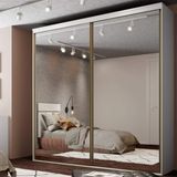 Guarda Roupa Casal 2 Portas Espelhadas 207cm Luminum Belmax Branco