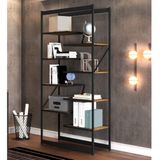 Estante Livreiro 8 Prateleiras Innovare Espresso Móveis Preto/Canela Rústico