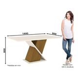 Mesa de Jantar com Tampo de Vidro 160cm Solus Móveis Henn Nature/Off White