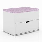 Puff Baú 1 Gaveta PU2051 Tecno Mobili Branco/Rosa