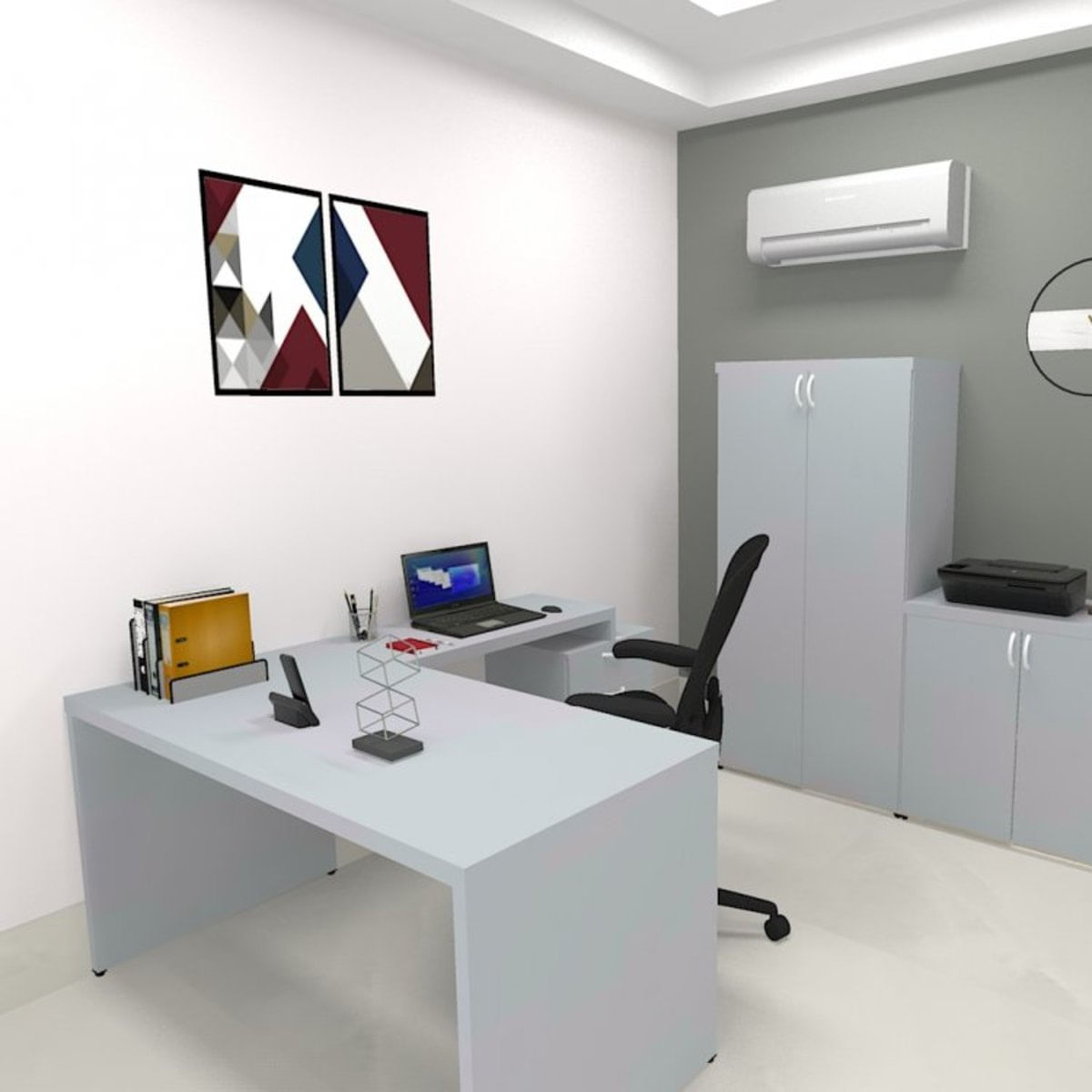 Mesa Reta Natus 40mm 130 Bramov Móveis Cinza Cristal