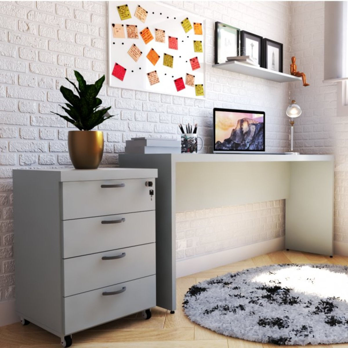 Mesa Reta Natus 40mm 120 Bramov Móveis Cinza Cristal