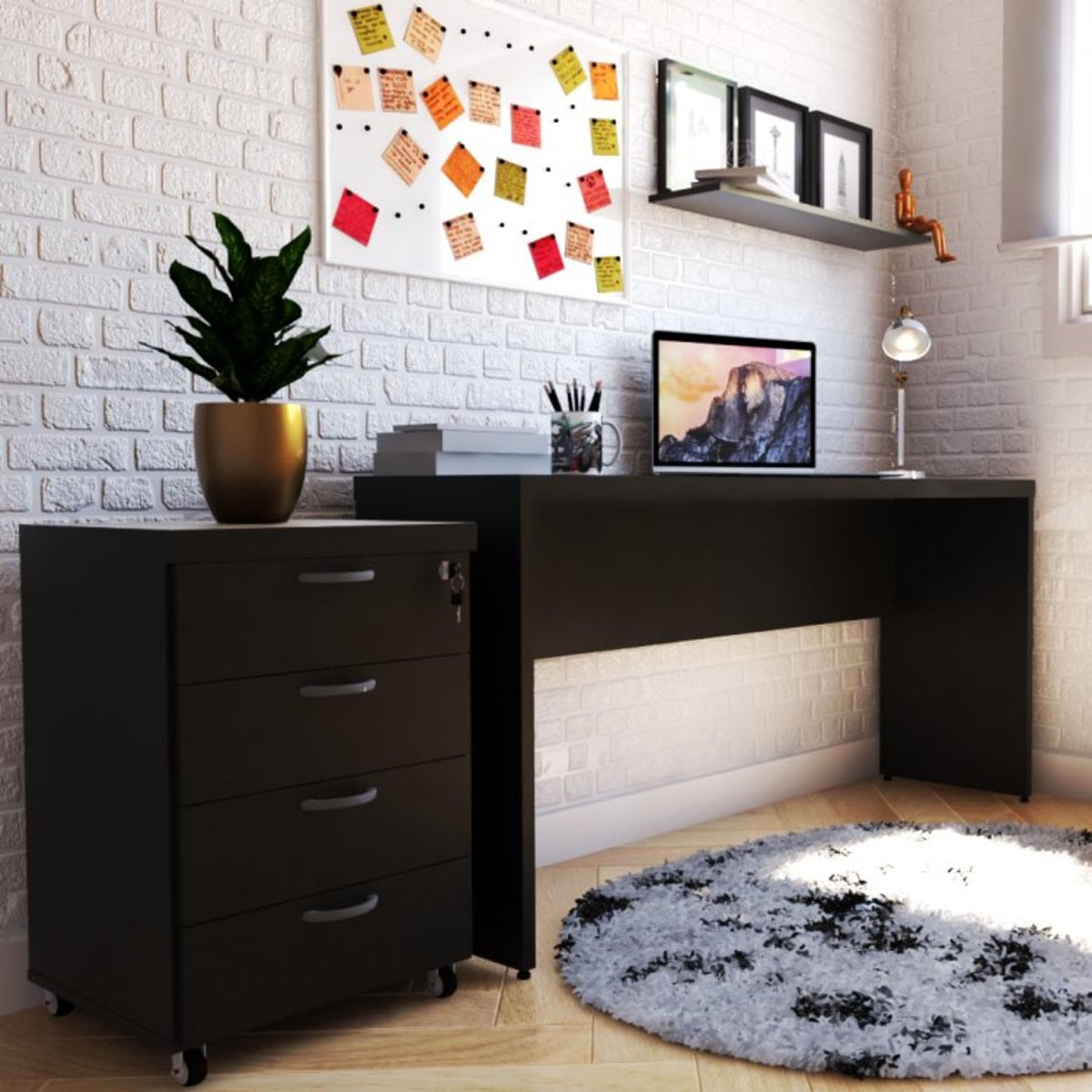 Mesa Reta Natus 40mm 140 Bramov Móveis Preto