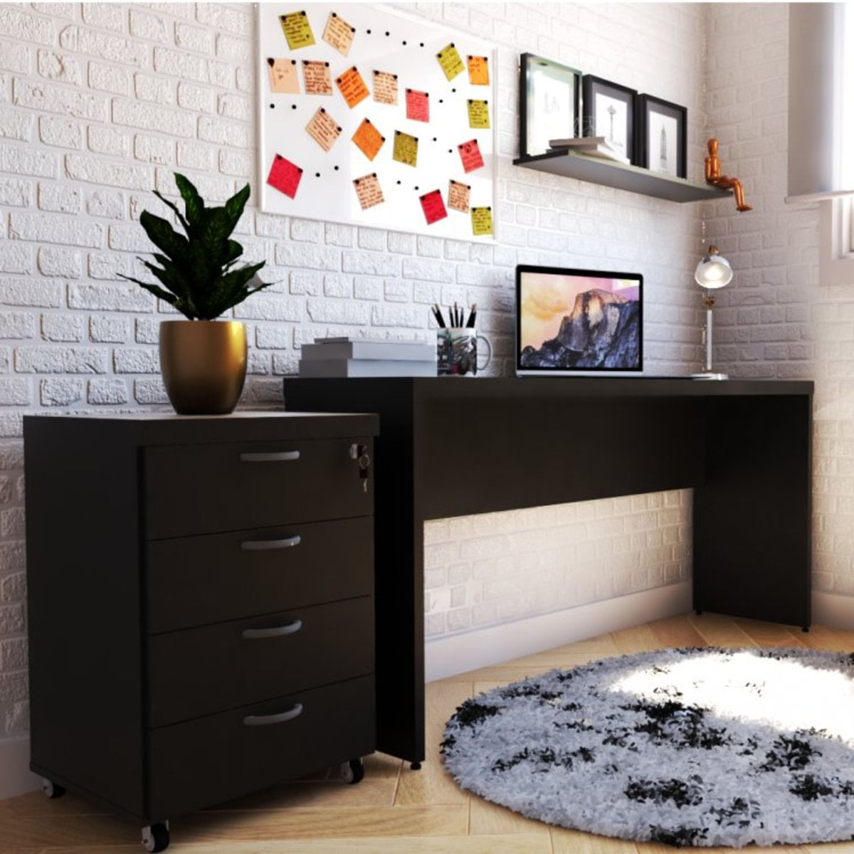 Mesa Reta Natus 40mm 180 Bramov Móveis Preto