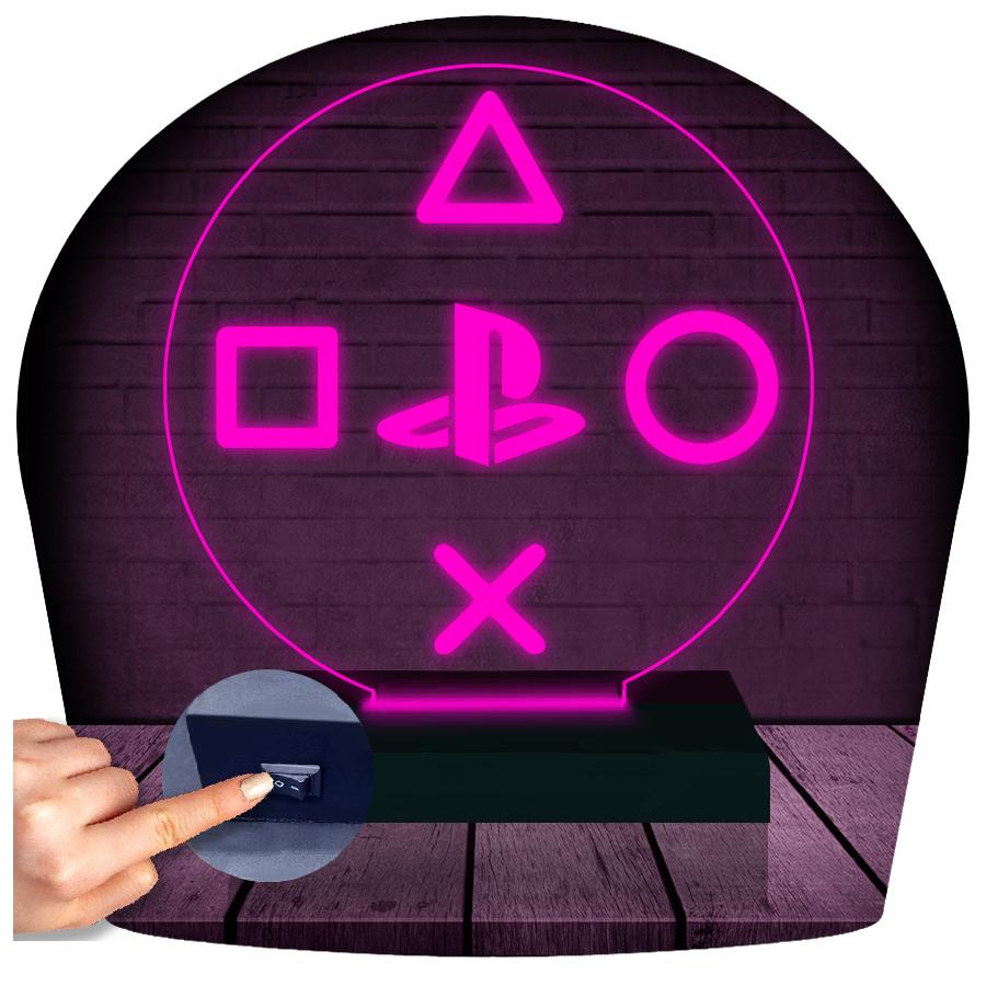 Luminária Led 3d Playstation 5 Abajur - Rosa