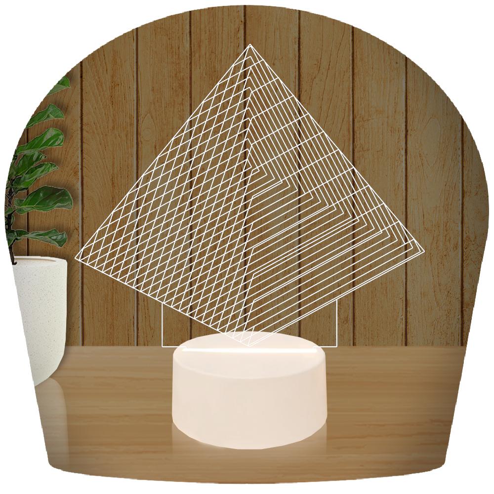 Luminária Led 3d | Piramide | Abajur - Base Branca