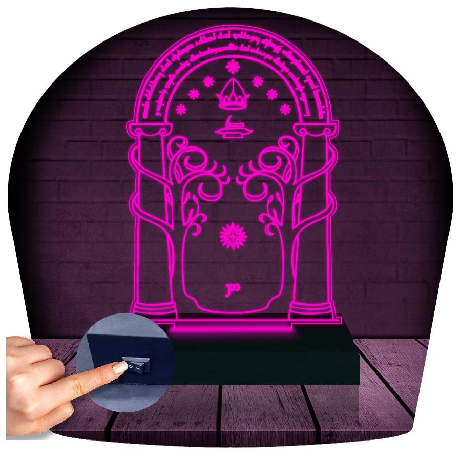 Luminária Led 3d Portal De Moria Senhor Dos Aneis | Abajur - Rosa