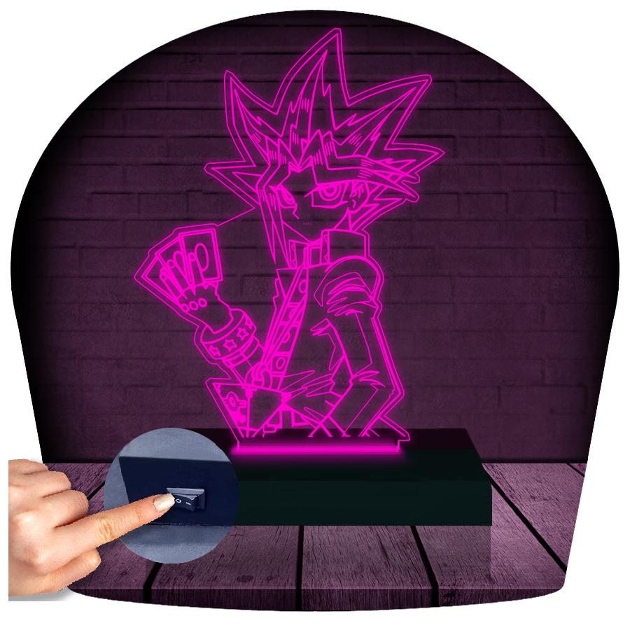 Luminária Led 3d Yu-gi-oh! Yugi Muto Abajur - Rosa