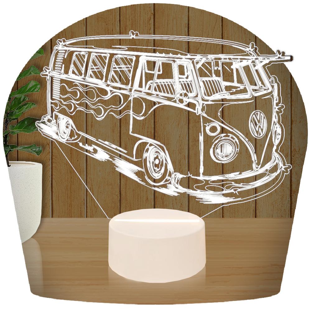 Luminária Led 3d Kombi Carro - Base Branca