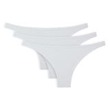 Kit 3 Calcinhas Tanga She Microfibra Sem Costura 740.02 Branco P