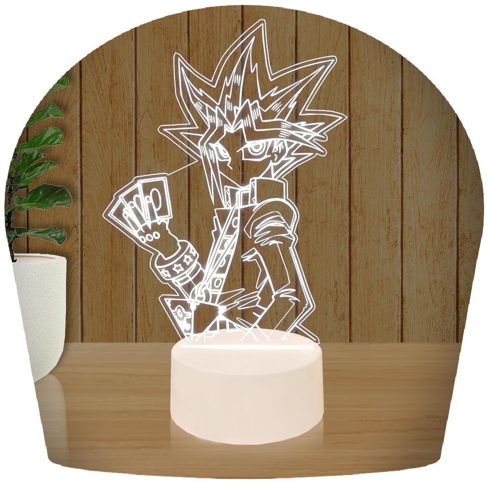 Luminária Led 3d Yu-gi-oh! Yugi Muto Abajur - Base Branca