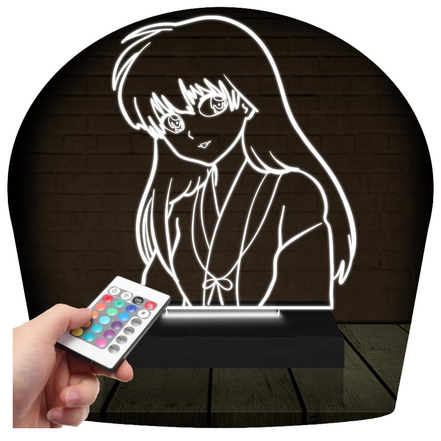 Luminária Led 3d | Kagome Higurashi Inuyasha| Abajur - 16 Cores