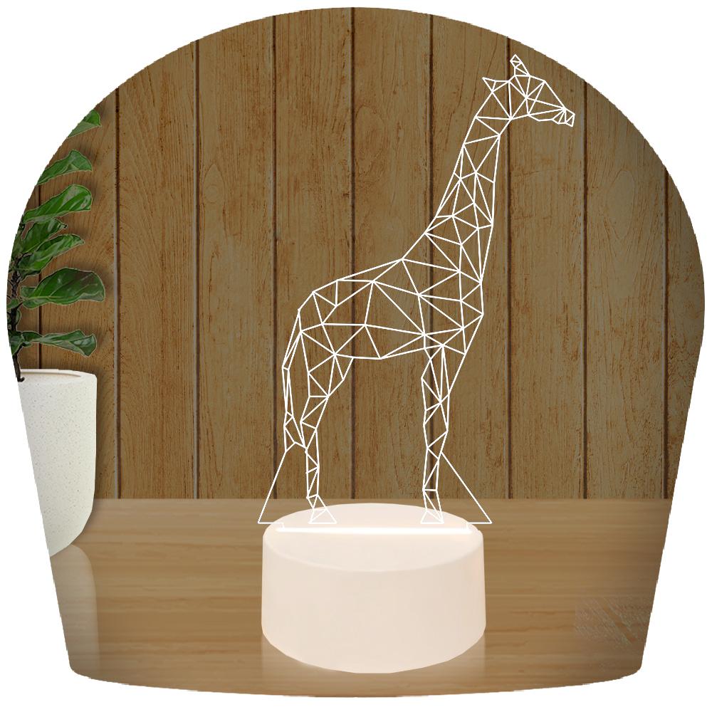 Luminária Led 3d | Girafa | Abajur  2 - Base Branca