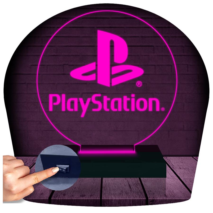 Luminária Led 3d Playstation Abajur - Rosa