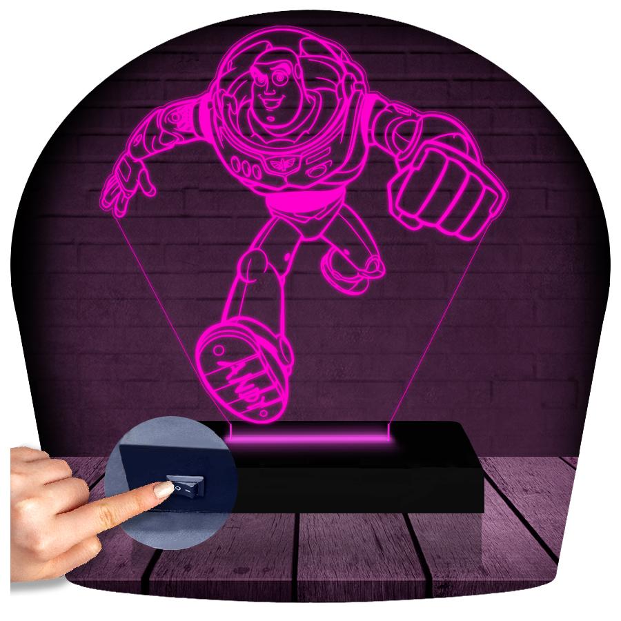 Luminária Led 3d | Buzz Toy Story Abajur - Rosa