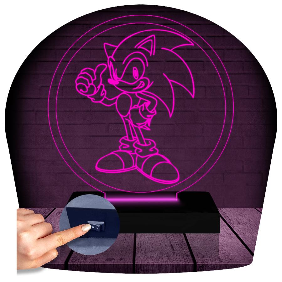 Luminária Led 3d Abajur | Sonic Game Geek Jogo