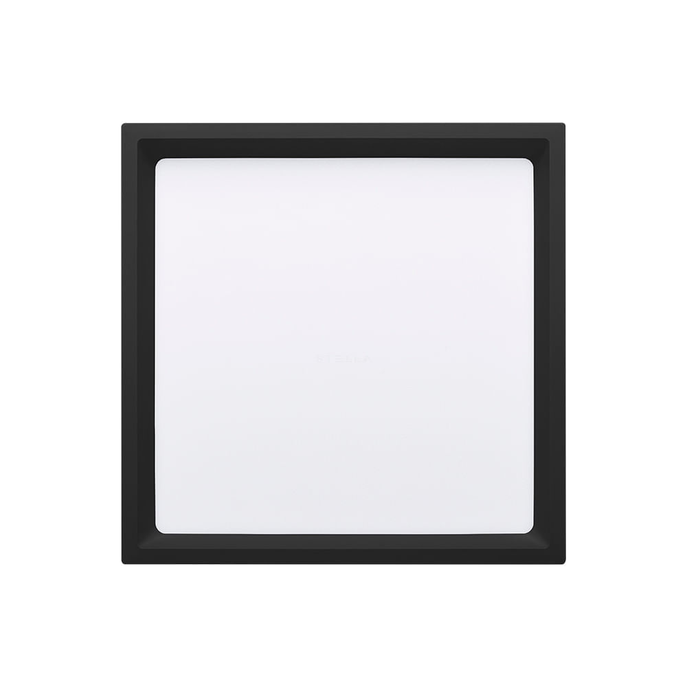 Painel De Led Stella Quadrado Deep De Sobrepor Recuado 22w Bivolt Preto 3000k Luz Amarela