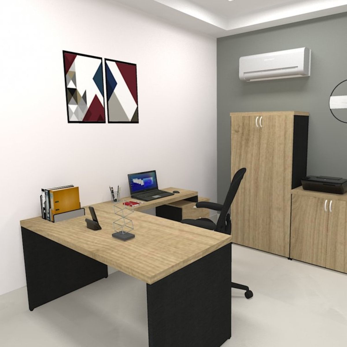 Mesa Reta Natus 40mm 150 Bramov Móveis Preto/Carvalho Mel