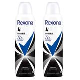 Kit Desodorante Aerosol Rexona Feminino Invisible 150ml - 2 Unidades