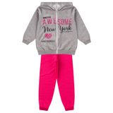 Conjunto Infantil Menina Com Jaqueta Select Cinza 4