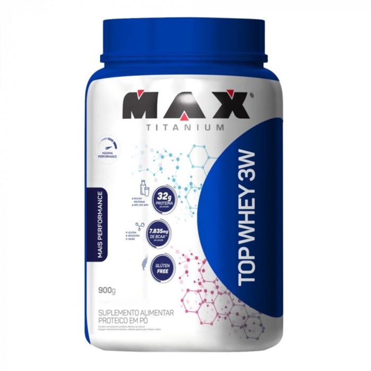 Top Whey 3W Mais Performance (900g) - Max Titanium Menor preço em Top Whey 3W Mais Performance (900g) - Max Titanium