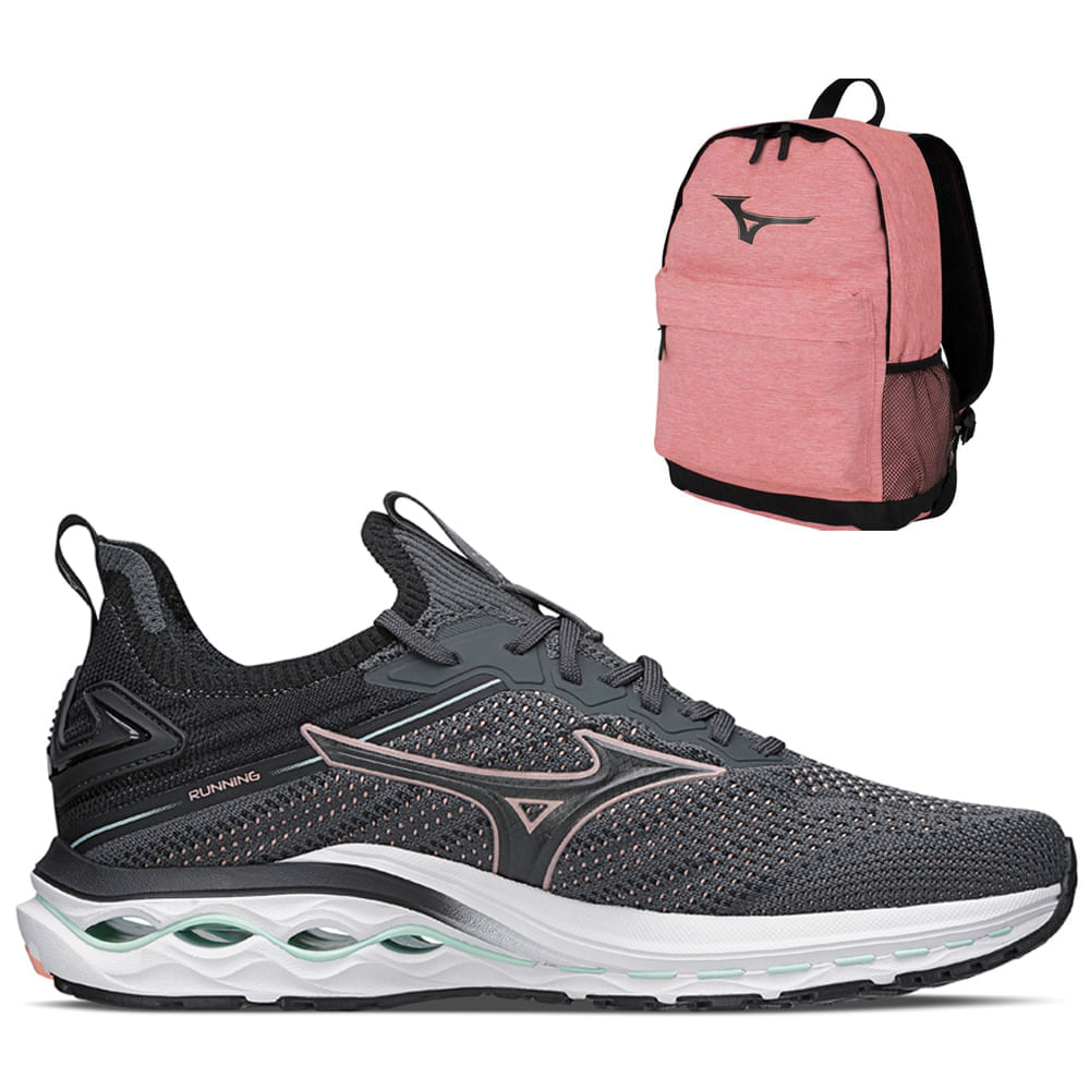 Kit 1 Tênis De Corrida Feminino Mizuno Wave Legend 2 E 1 Mochila Energy