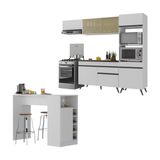 Cozinha Modulada Com Bancada Americana Veneza Multimóveis Mp2208 Branco/preto