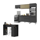 Cozinha Modulada Com Bancada Americana Veneza Multimóveis Mp2208 Preto