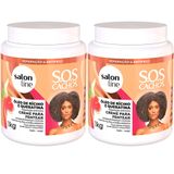 Kit Creme Para Pentear Salon Line S.o.s Rícino E Queratina 1kg - 2 Unidades