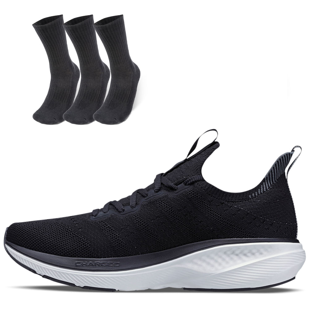 Kit 1 Tênis De Corrida Masculino Under Armour Charged Slight 2 E 3 Pares De Meia Cano Alto