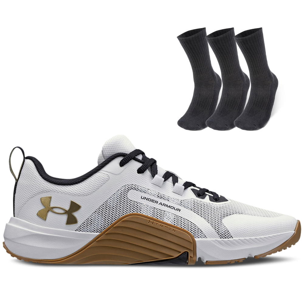 Kit 1 Tênis De Treino Masculino Under Armour Tribase Reps E 1 Pct Com 3 Pares De Meia Cano Alto