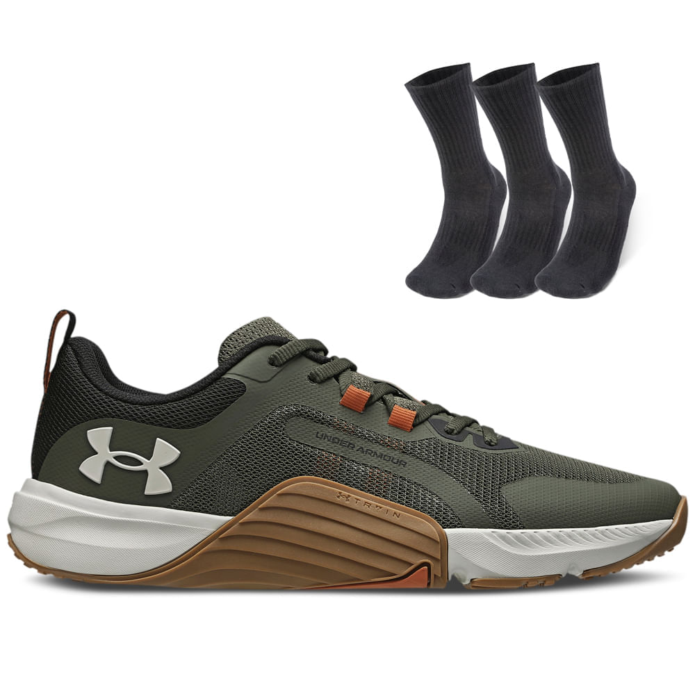 Kit 1 Tênis De Treino Masculino Under Armour Tribase Reps E 1 Pct Com 3 Pares De Meia Cano Alto