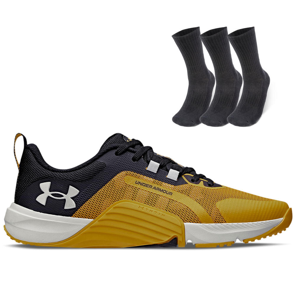 Kit 1 Tênis De Treino Masculino Under Armour Tribase Reps E 1 Pct Com 3 Pares De Meia Cano Alto