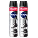 Kit Desodorante Aerosol Nívea Black &amp; White Masculino 200ml - 2 Unidades