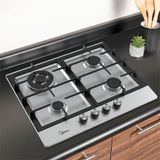 Cooktop à Gás midea inox com Mega Chama 4 Bocas Cyb4b - Bivolt