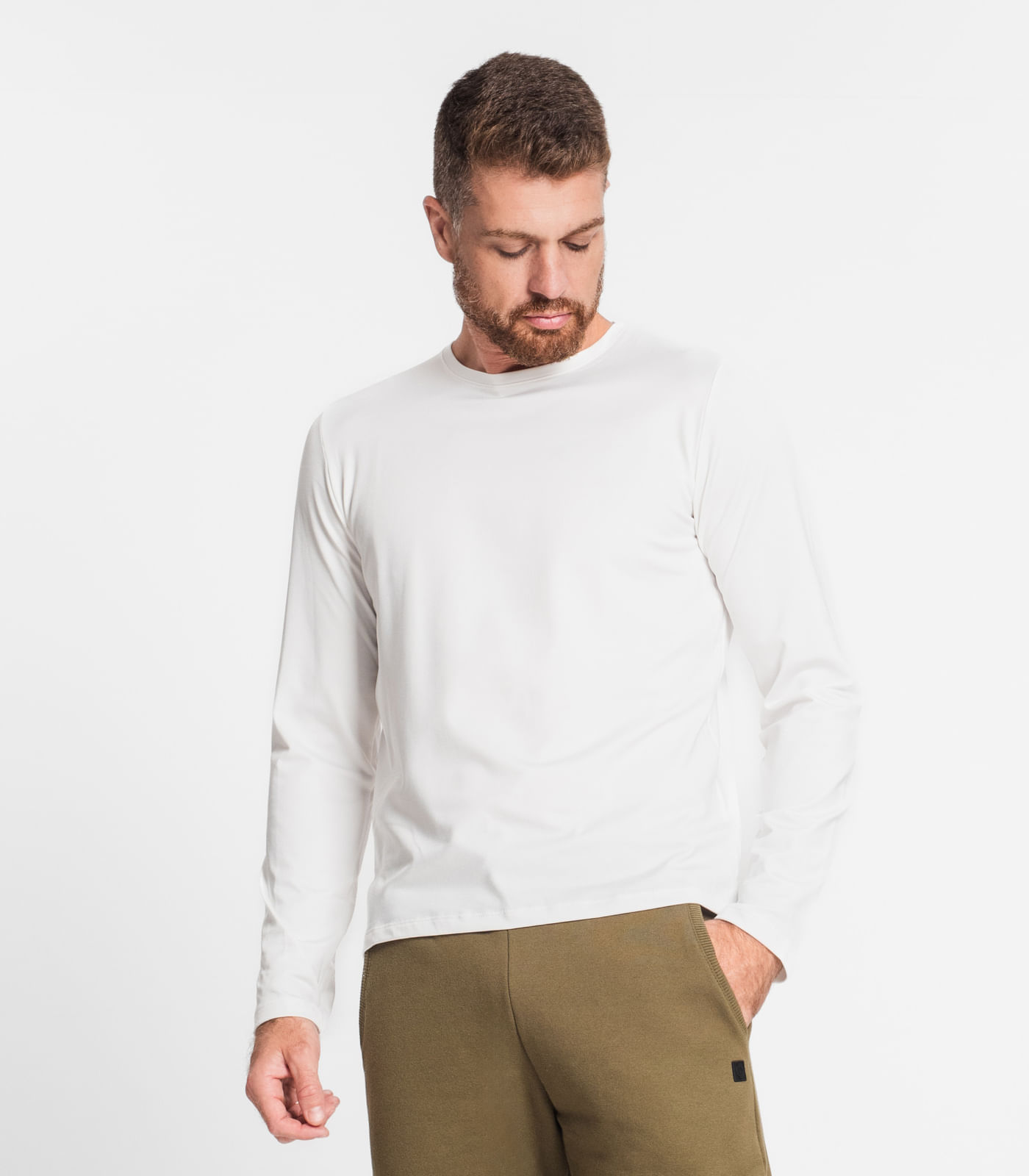 Camiseta Manga Longa Masculina Suplex Diametro Bege Gg