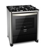 Fogão De Piso Fischer 5 Bocas Tc Gran Chef Com Grill Preto E Inox - 220 Volts