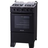 Fogão de Piso Atlas 4 Bocas Mônaco, Mesa de Inox, Preto, Bivolt