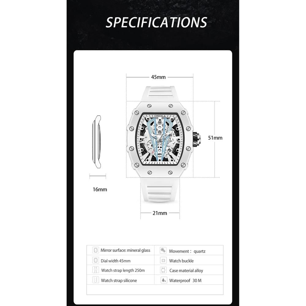 Relógio De Quartzo Masculino Impermeável Branco